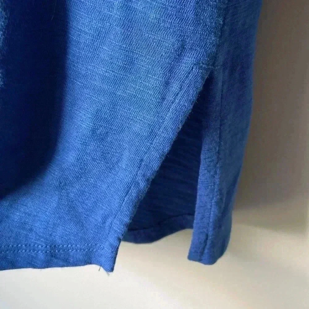 Soma Size M Blue 3/4” Sleeve Slub Collar Button Down Modal Blouse Tee Top